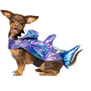 Vibrant Life Shark Costume for Dogs Size Medium Hoodie Iridescent Metallic